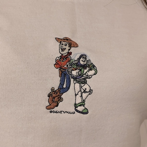 BUZZ LIGHTHYEAR & WOODY - TOY STORY VINTAGE LOOKING EMBROIDERED SWEATSHIRT - Picture 3 of 3